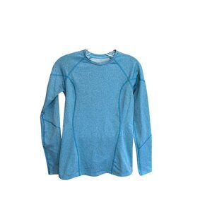 Reebok Womens Blue Long Sleeve Activewear Shirt Size M Stretchy Fabric